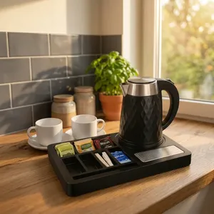 Black Electric <b>Kettle</b> Set with Matte Finish Non-Slip Base for Beverage Service Zone - Product Image 1