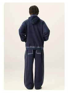 Sudadera con Capucha Personalizada con Logotipo para Hombre, Diseño Negro, Peso Pesado 500-600 g/m², Lisa, 100% Algodón, Forro Polar Grueso, Sudadera Corta - Product Image 2