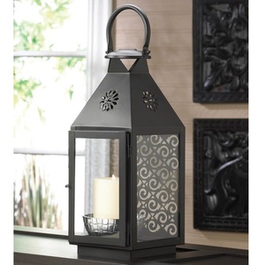 Hexagonal <b>Black</b> <b>Lantern</b> Glass Candle Holder Decorative Accent Timeless Evening Glow - Product Image 2