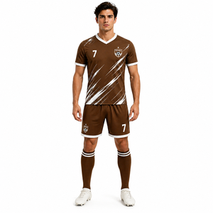 Conjunto de Uniforme de Fútbol al por Mayor para Equipos, Camiseta y Pantalones Cortos de Fútbol Personalizados con Tela de Control de Humedad para Clubes y Escuelas - Product Image 1