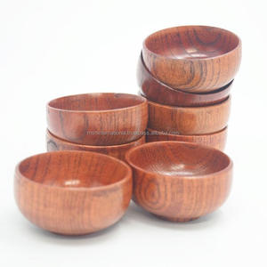 Ensemble de saladiers ronds en bois naturel en acacia bol de service alimentaire cuisine fait à la main pour la nourriture - Product Image 2