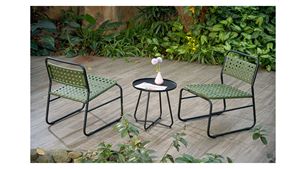 ชุดบิสโทรเครื่องจักสานสีเขียวเฟอร์นิเจอร์กลางแจ้งสีเขียวสำหรับห้องนั่งเล่นสวนโรงแรมอพาร์ทเมนท์ - Product Image 4