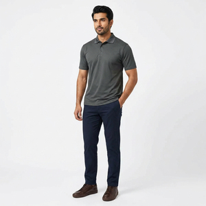 Jacquard Knit Polo <b>Shirt</b> for <b>Men</b> Premium Cotton Fabric Ribbed <b>Collar</b> Soft Comfortable Casual Fashion Short Sleeve Everyday - Product Image 1