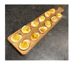 Bandeja para Huevos Duros de Madera de Olivia Pulida con 6 Compartimentos y Asa, Plato de Vajilla, Organizador y Exhibidor de Huevos Cocidos, Más Vendida - Product Image 1