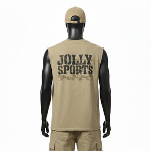 Camiseta sin mangas de algodón grueso para hombre, estilo casual, para gimnasio, con logo estampado, 100% algodón, corte holgado. - Product Image 2