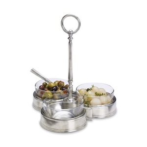 Juego de tazones metálicos de tres compartimentos, estilo clásico redondo, para servir comida en fiestas. - Product Image 1