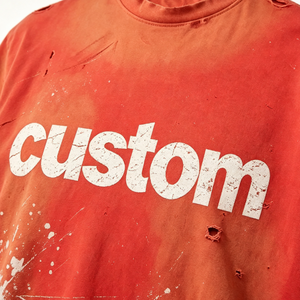T-shirt personnalisé pour homme, coupe classique, manches longues, col rond, style streetwear, avec trous déchirés, imprimé sérigraphié, couleur unie, écologique - Product Image 2