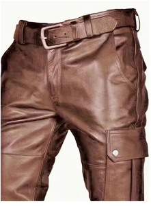 Pantalon de moto pour homme Spezia International en PU marron, taille haute, plusieurs poches, coupe droite, vêtements d'hiver, PU de qualité supérieure - Product Image 5