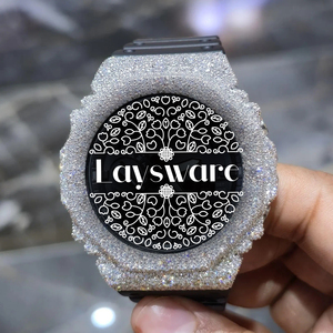 Montre de luxe personnalisée sertie de diamants Moissanite VVS, boîtier rond en argent, cadran noir, lunette argentée, montre Hip Hop pour hommes - Product Image 6