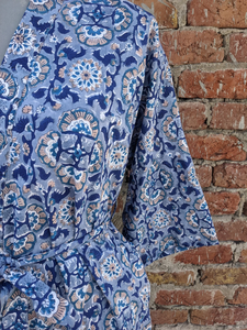 Kimono unisex de algodón estampado a mano, transpirable, para playa, para adultos, hecho a mano, con cierre de cordón, bata informal para mujer - Product Image 3