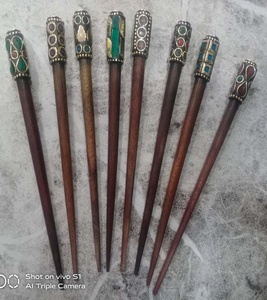 Accessoires pour cheveux en mosaïque faits à la main, perles métalliques, bâtonnets en bois, épingles à cheveux pour fournisseur en gros d'Inde, bâtonnets à cheveux GC-HC-117 - Product Image 1