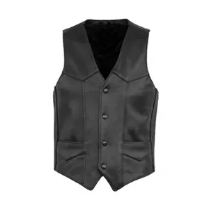 Motorbike Vest zipper button motorcycle casual leather vest Customizable Biker Genuine Leather Waistcoat for Men