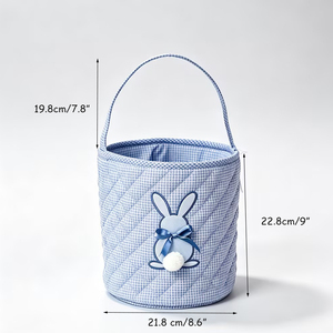 Wholesale Embroidery Quilted <strong>Easter</strong> Buckets Bunny <strong>Easter</strong> Baskets Party Decoration Cotton <strong>Egg</strong> Hunt Totes With - Product Image 4
