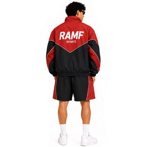Ensemble coupe-vent grande taille OEM pour homme – Survêtement court en polyester et nylon avec veste zippée et short – Lot de 2 pièces - Product Image 4