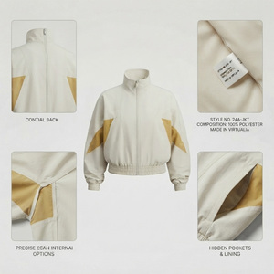 เสื้อแจ็คเก็ตผู้หญิงสีเหลืองแบบเรียบง่าย ผลิตจากผ้าแคนวาสกันน้ำ เป็นมิตรต่อสิ่งแวดล้อม มีฮู้ด แขนยาว ปิดด้วยซิป สไตล์ฤดูใบไม้ร่วงและฤดูหนาว - Product Image 5