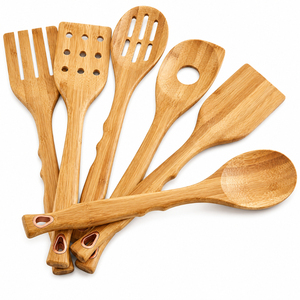 Ensemble de cuillères de cuisine en bois d'acacia, écologiques, antiadhésives, ustensiles de cuisine à long manche, spatule, cuillère à pâtes, cuillère ajourée - Product Image 4