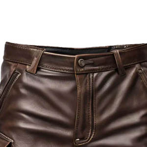 Shorts de moto en cuir pour homme avec poches cargo, respirants et à séchage rapide, taille plus, marron, toutes saisons - Product Image 4