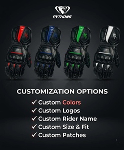 Gants de moto Shoei en cuir à doigts entiers, noir et rouge, impression par transfert thermique, fermeture éclair, pour hommes, équipement de cyclisme et de conduite estivale - Product Image 2
