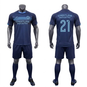 Ensemble de maillot de football Crestline, dégradé noir et bleu, sublimé, 100% polyester, unisexe, adulte, col rond, manches courtes, évacuation de l'humidité - Product Image 2