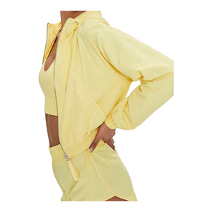 Women Track Suit 2 Piece Solid Color Windbreaker Windproof Jacket With Pocket and Adjustable Cinch and Shorts - Product Image 2