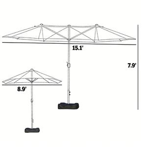 Ombrellone da Terrazzo Grigio Scuro con Base, Ombrellone da Esterno per Cortile - Product Image 6