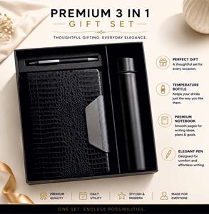 Premium 3-in-<b>1</b> <b>Gift</b> Set A5 PU Leather Notebook <b>Gift</b> Box Pen Tumbler Custom Logo Printing <b>for</b> Business Corporate Promotional - Product Image 2