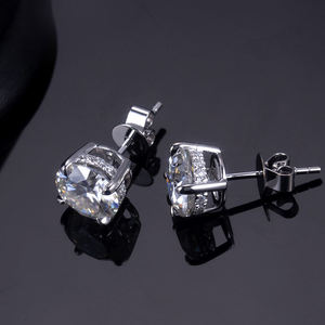 Pendientes de Oro Sólido de 18K con Diamante Cultivado en Laboratorio de 1 Quilate, Corte Redondo, Unisex, para Hombre y Mujer - Product Image 4