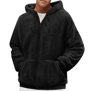 Sweat à capuche unisexe personnalisé en polaire Sherpa, coupe-vent, écologique, chaud pour l'hiver, zippé, style décontracté streetwear et extérieur - Product Image 2