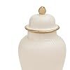 White Porcelain Teardrop Urn With Gold <b>Trim</b> Hermetic Lid Classical Style Pet Casket - Product Image 2