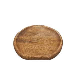 Assiette à salade ronde en bois de manguier Assiette de service de couleur naturelle pour la cuisine et la décoration de mariage en vrac personnalisée - Product Image 1