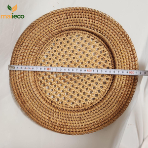 แผ่นรองจานหวายทรงกลมสไตล์คลาสสิกยอดนิยม แผ่นรองแก้วแบบถัก แผ่นรองจานแบบทอ แผ่นรองจานหวายทอ - Product Image 3