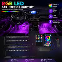 Luz Ambiental Interior para Auto con 48 LED, Control por Aplicación, RGB, Luz para el Espacio entre los Asientos, Ritmo Musical, Lámpara de Atmósfera con Control Remoto Inalámbrico