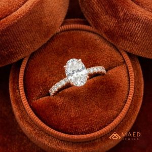 Bague élégante en moissanite taille ovale pour femme, plaquée or rose, sertie pavé, bijoux de mariage et de fiançailles, cadeau de luxe, USA - Product Image 5
