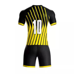 five b Men's <b>Black</b> Yellow Striped Soccer Jersey Shorts Set Sublimated Moisture Wicking Athletic Fit Short Sleeve Uniform - Product Image 3