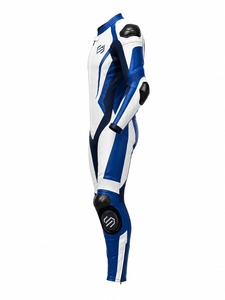 Men's Full Sleeve Motorcycle Racing <b>Suit</b> <b>White</b> Blue Leather Breathable Color Blocked Front Logo Adult All Seasons Motorcycle - Product Image 3