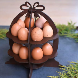 ชั้นวางไข่ไม้สำหรับจัดเก็บบนเคาน์เตอร์ครัว ช่วยจัดระเบียบการจัดวางไข่ พร้อมเสน่ห์สไตล์บ้านไร่ - Product Image 1