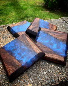 Posavasos Redondo de Madera Natural y Resina Epoxi de Lujo LIVE EDGE STUDIO - Duradero, 100 mm de Diámetro, 10 mm de Grosor, para Mesa de Té - Product Image 5