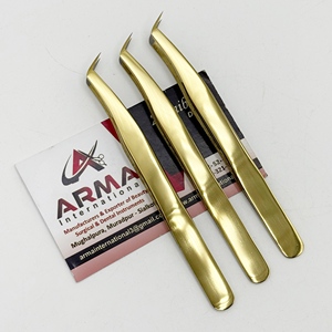 Pince à cils Plasma Gold 65 degrés, pointe fine, volume, testée à la main, durable, pour extensions de cils, avec logo - Product Image 5