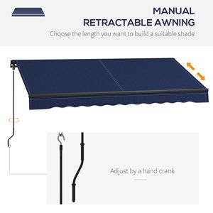 Tenda da Sole Retrattile Blu 2,4m x 2m (8FT x 6.5FT) con Telaio in Alluminio e Cassonetto, Resistente ai Raggi UV 280gsm, per Terrazze, Balconi e Giardini - Misura 4M - Product Image 4