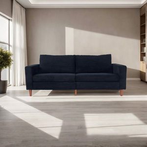 Divano Sezionale Moderno in Velluto a Coste Nero, Tinta Unita, Multi-Persona per Soggiorno, Ufficio e Seminterrato - Product Image 1