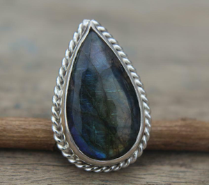 Natural <b>Labradorite</b> <b>Ring</b> 925 Sterling Silver Blue Fire <b>Labradorite</b> Gemstone Jewelry Blue Flash Stone <b>Ring</b> Unique Gift for Her - Product Image 4