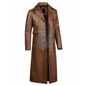 Custom Design Elegant Leather <b>Coat</b> <b>For</b> <b>Men</b> Classic <b>Long</b> Style Premium Quality Warm Comfortable Street Fashion Leather <b>Coat</b> - Product Image 4