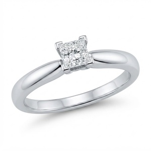 Anillo de Compromiso y Boda de Plata de Ley 925 con Moissanita, Corte Princesa, Engaste de Garras, Solitario, para Mujer, Regalo - Product Image 4