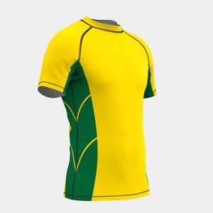 Premium Yellow Green Short Sleeve Rash Guard | Quick Dry MMA BJJ <b>Surfing</b> Training Wear - Product Image 2