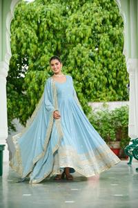 Salwar Kameez de style indien et pakistanais, prêt-à-porter, en faux georgette, collection pour mariage, broderie lourde, recyclé - Product Image 6