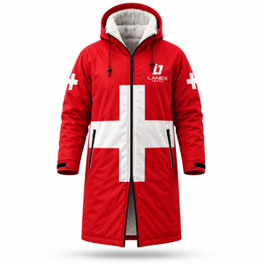OEM Switzerland Swim Parka Custom Waterproof Hooded Long <b>Coat</b> with Sherpa Fleece Lining for Swimming, Surfing, <b>Beach</b> & Outerwear - Product Image 2