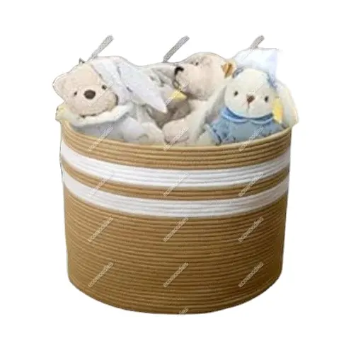 Home Storage Customizable Size Woven Cotton Rope Toy Stocked Basket Kids Toy Storage Basket For Bedroom Nursery Laundry Bin