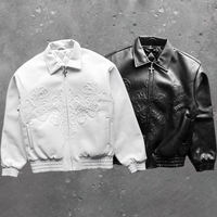 Veste de moto pour homme de haute qualité, vente en gros OEM, fabricant de vêtements de mode, logo personnalisé, veste en cuir blanche pour homme