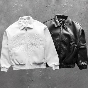 Chaqueta de Motocicleta de Alta Calidad para Hombre, al por Mayor, con Logotipo Personalizado del Fabricante, Chaqueta de Cuero Blanca para Hombre - Product Image 1