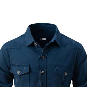 Chemises décontractées pour hommes à col rabattu personnalisé, en tricot, à manches longues, disponibles au prix le plus bas - Product Image 4